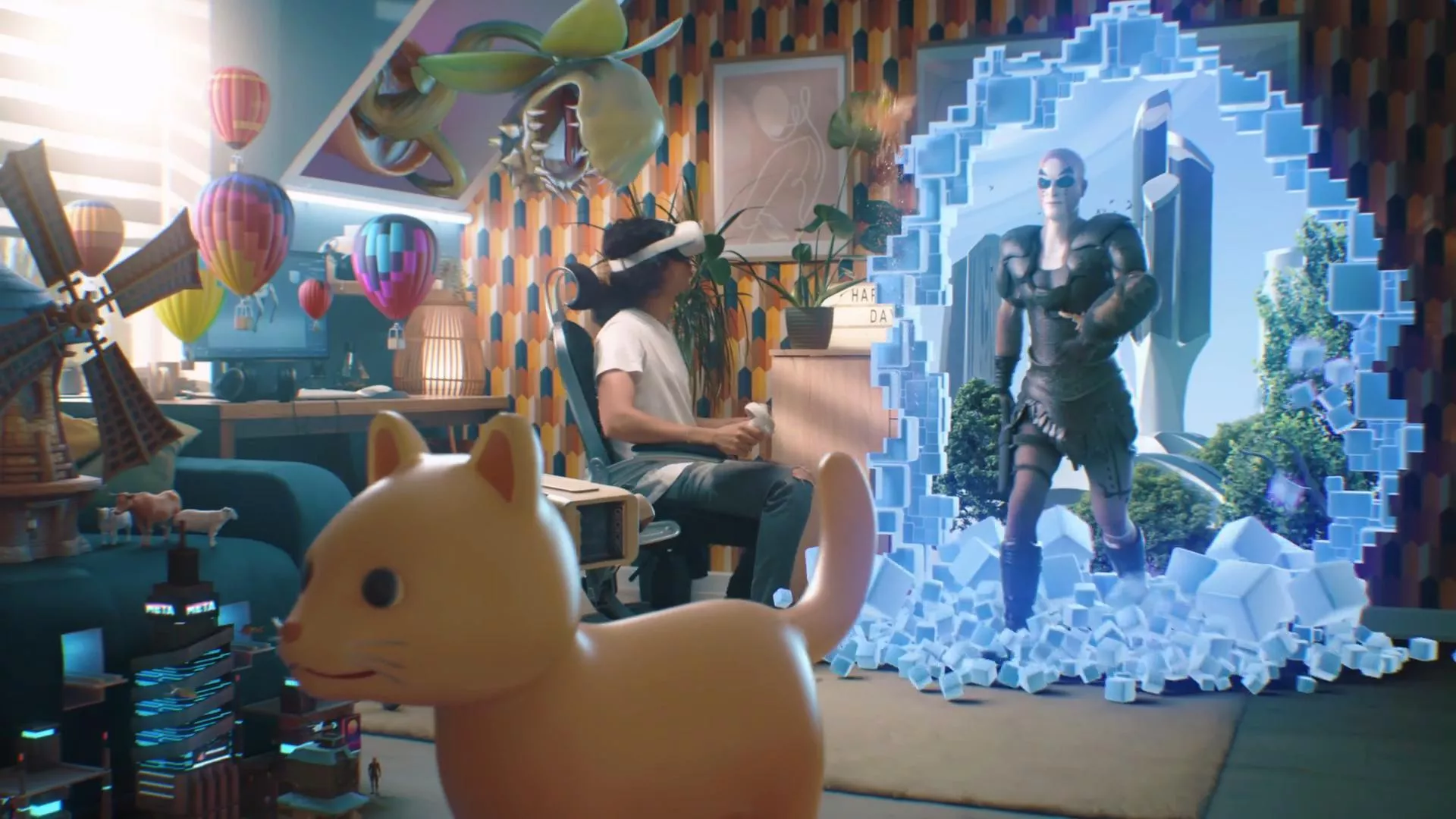 Une personne, et des éléments